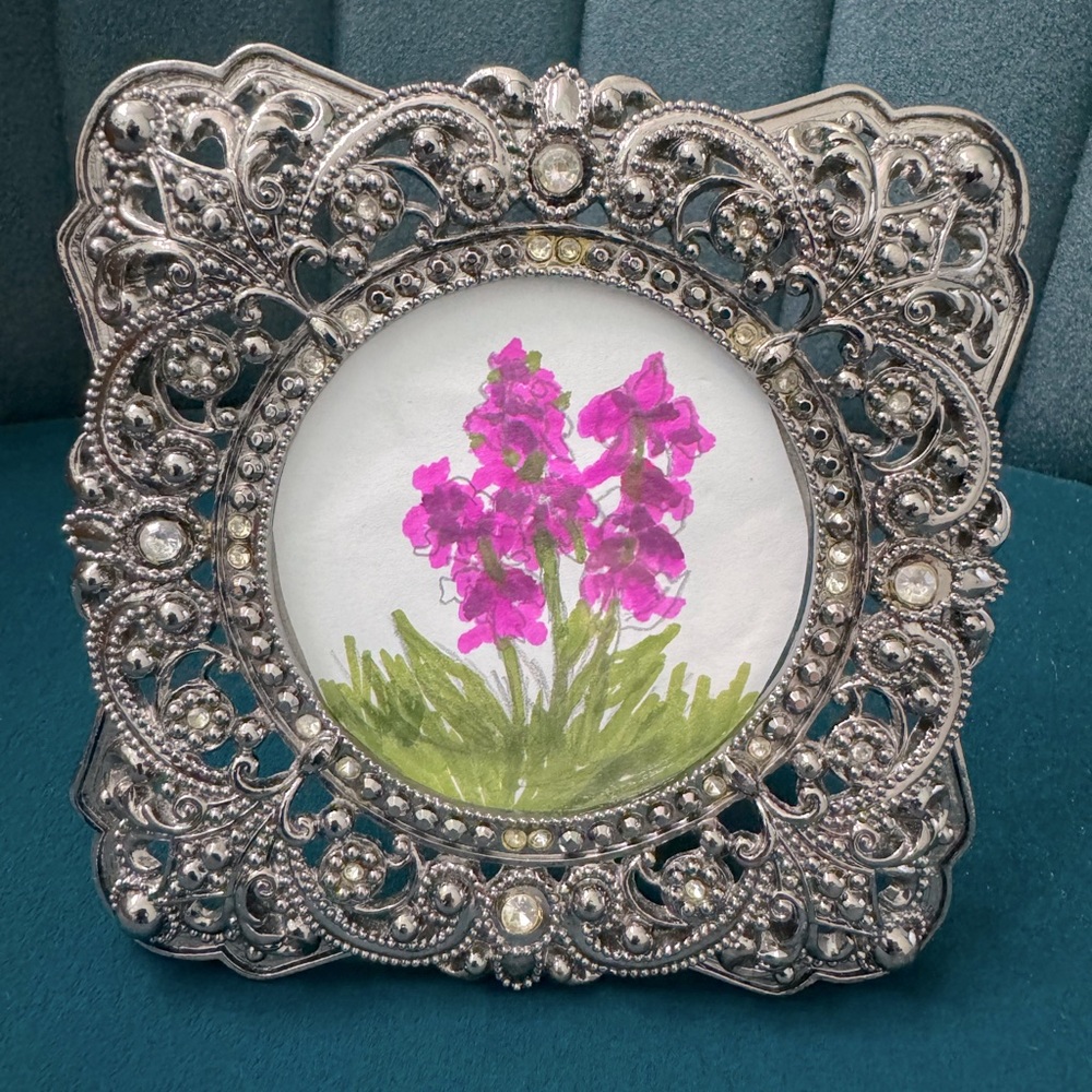 Victorian Antique Silver Frame with Rhinestones